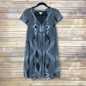 Leifsdottir 1/4 Button Cap Sleeve Mini Dress 10